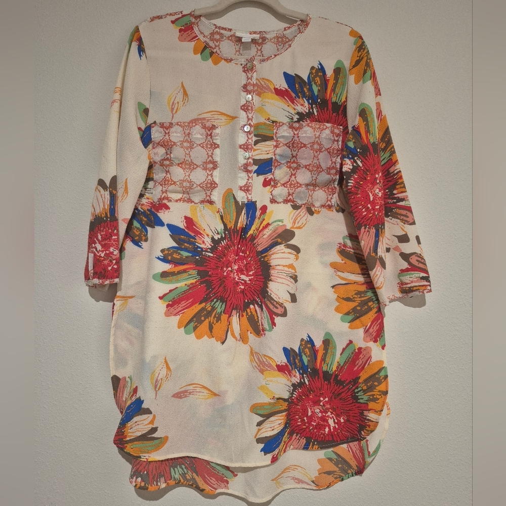 Wesport 1962 | Floral Button-Down Tunic Top | XL